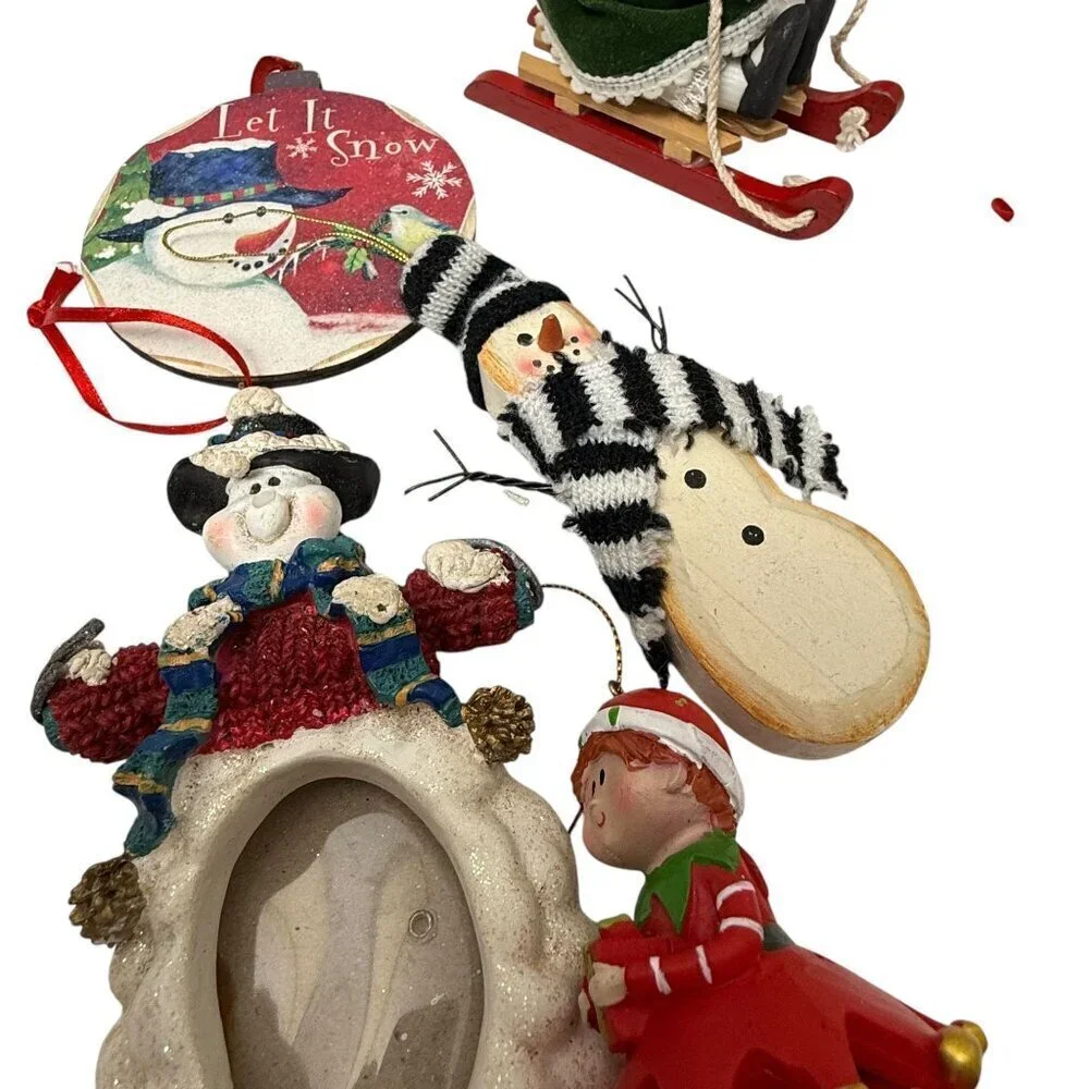 Christmas Ornaments Bundle Retro Holiday Decor Crafts Mix Snowman Teacher